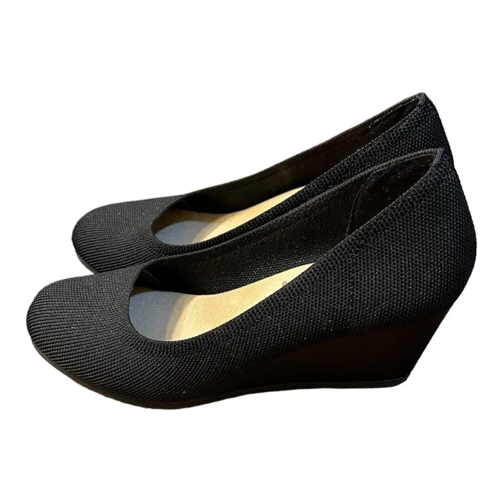 Jelly Pop Black Knitted Donna Wedge Shoes Size 8M